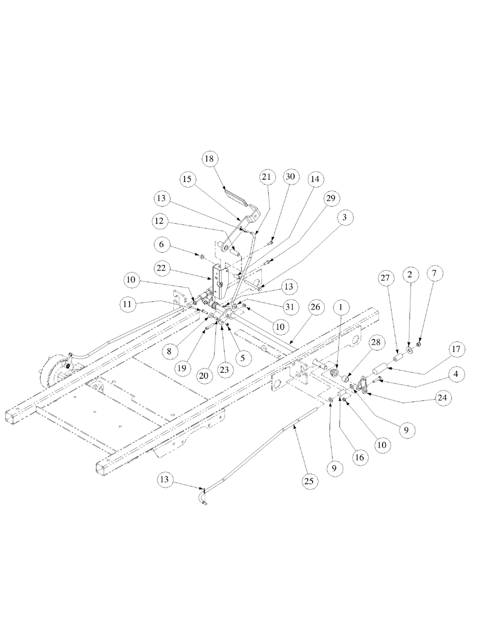 Brake Assembly Diagram and Parts List for M60-KH 53BB5BDX750-27HP-OHV Cub Cadet Lawn Tractor